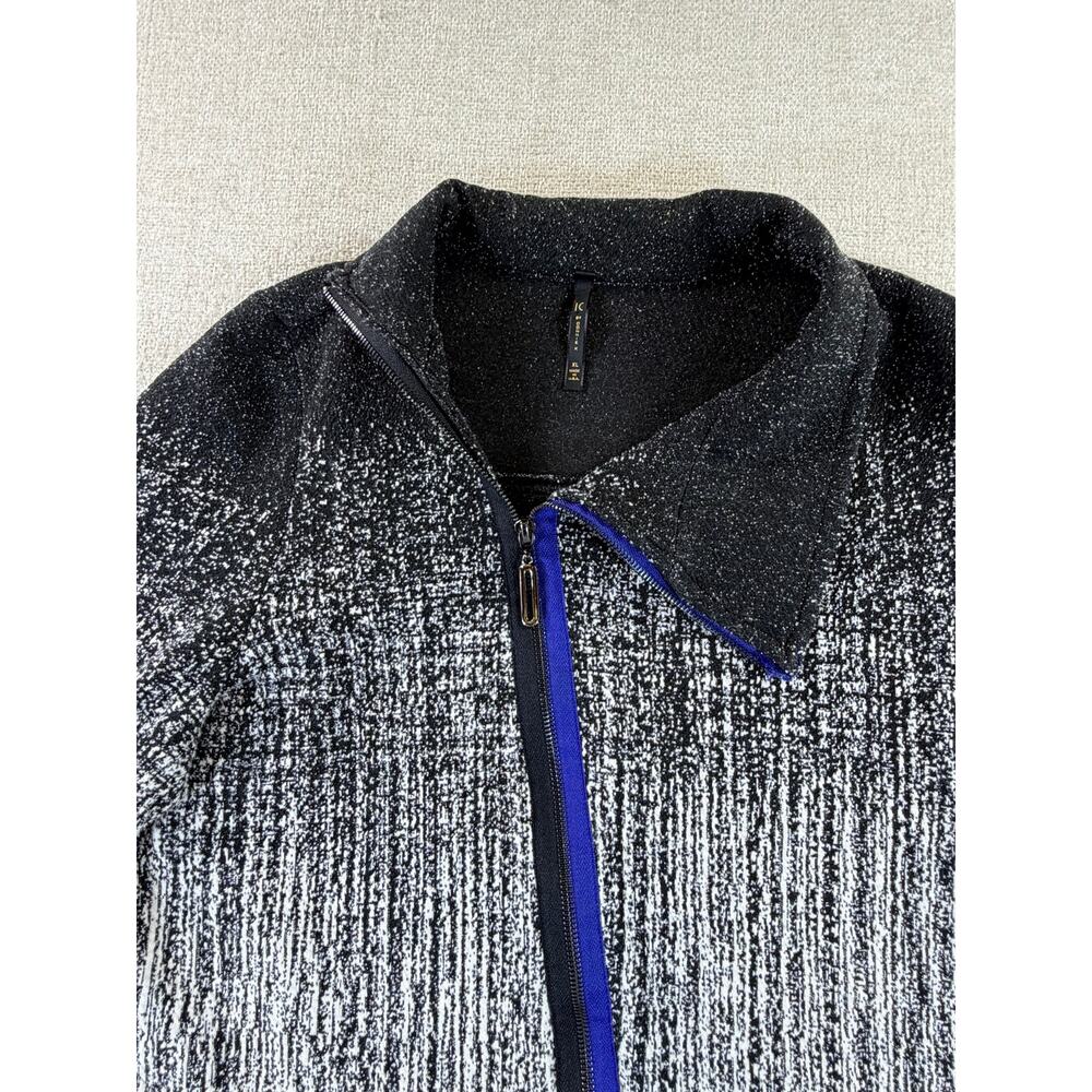 IC by Connie K Women's XL Black White Artsy 3/4 Sleeve Full Zip Jacket Casual - Picture 10 of 12